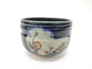 渋草焼　柳三造　梅絵　茶碗